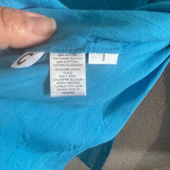 Ann Taylor Blue Long Sleeve Mandarin Collar Blouse‎ - Picture 9 of 10